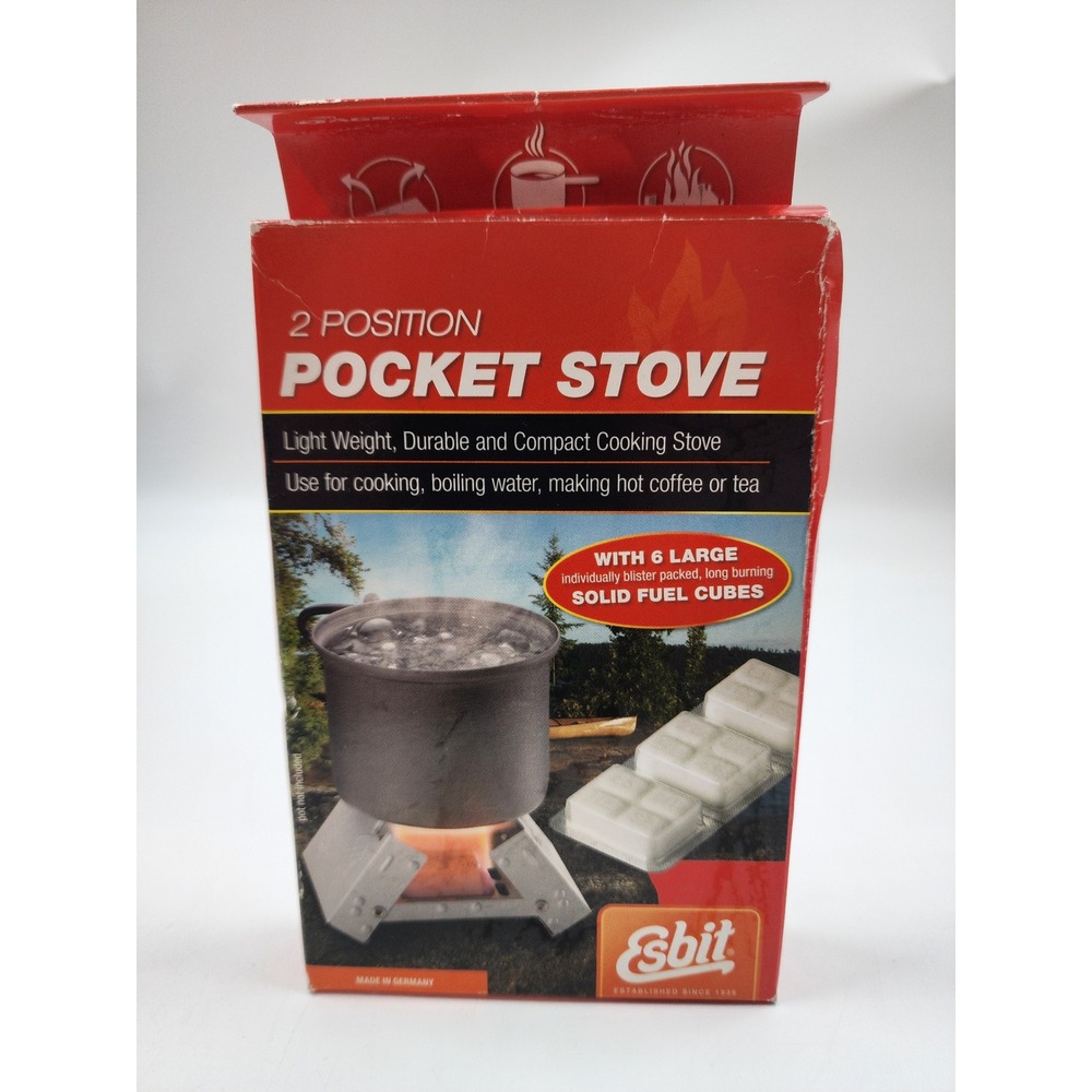 Esbit 2 Position Pocket Stove with 6 Large Solid Fuel Cubes Made in Germany
